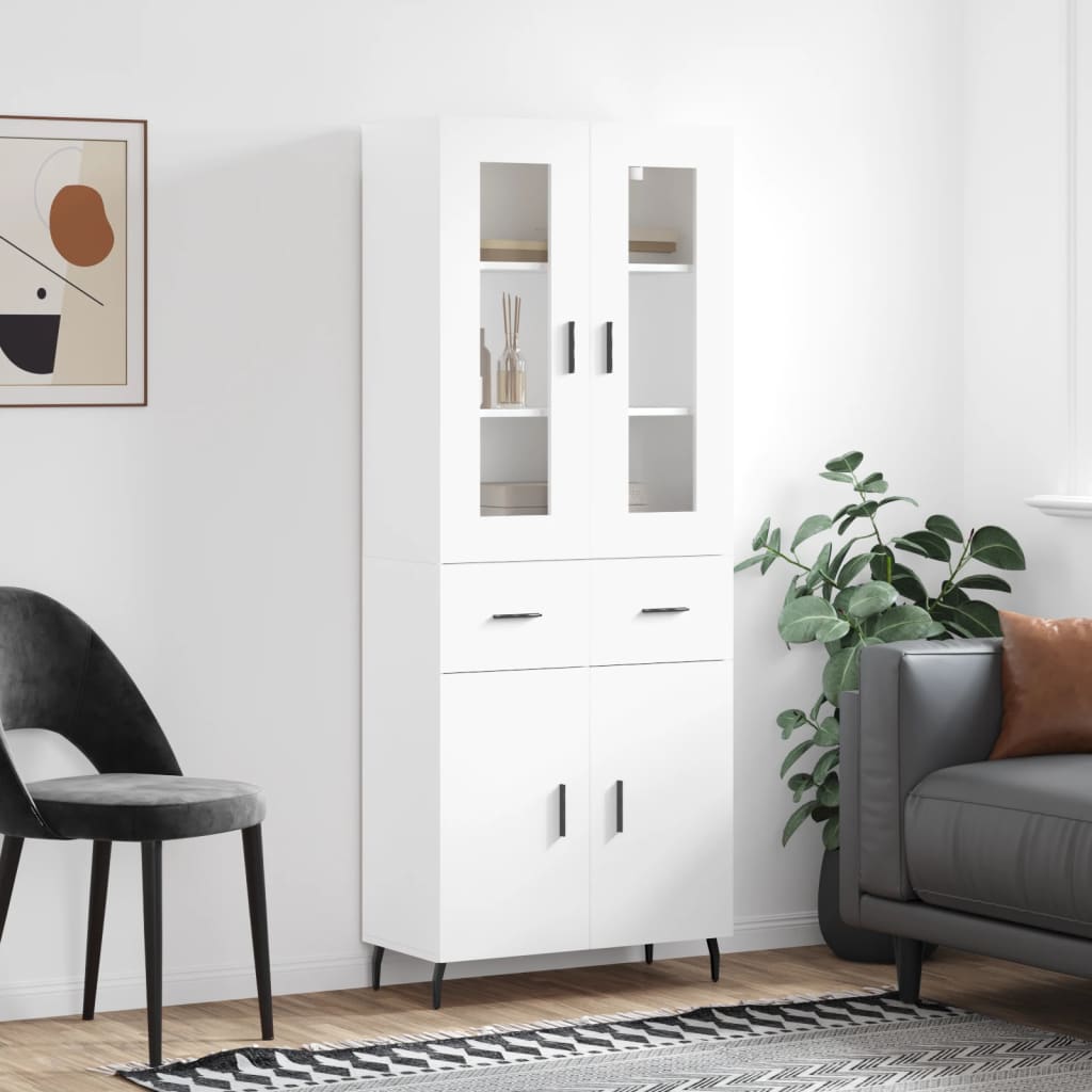 Highboard Braun Eichen-Optik 69,5X34X180 Cm Holzwerkstoff