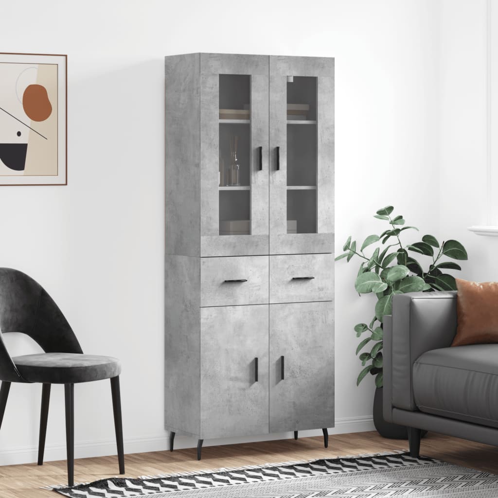 Highboard Braun Eichen-Optik 69,5X34X180 Cm Holzwerkstoff