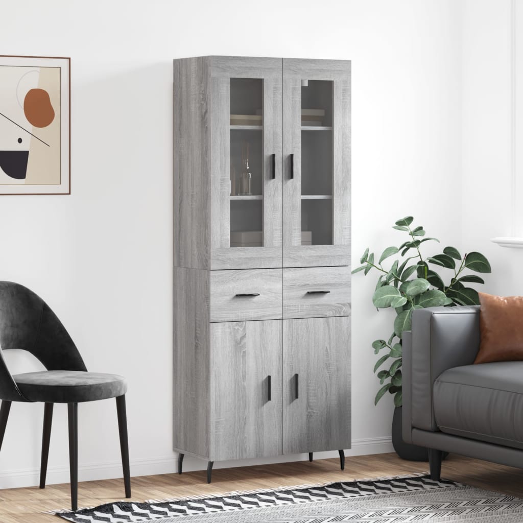 Highboard Braun Eichen-Optik 69,5X34X180 Cm Holzwerkstoff
