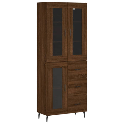 Highboard Braun Eichen-Optik 69,5X34X180 Cm Holzwerkstoff