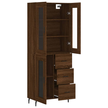 Highboard Braun Eichen-Optik 69,5X34X180 Cm Holzwerkstoff
