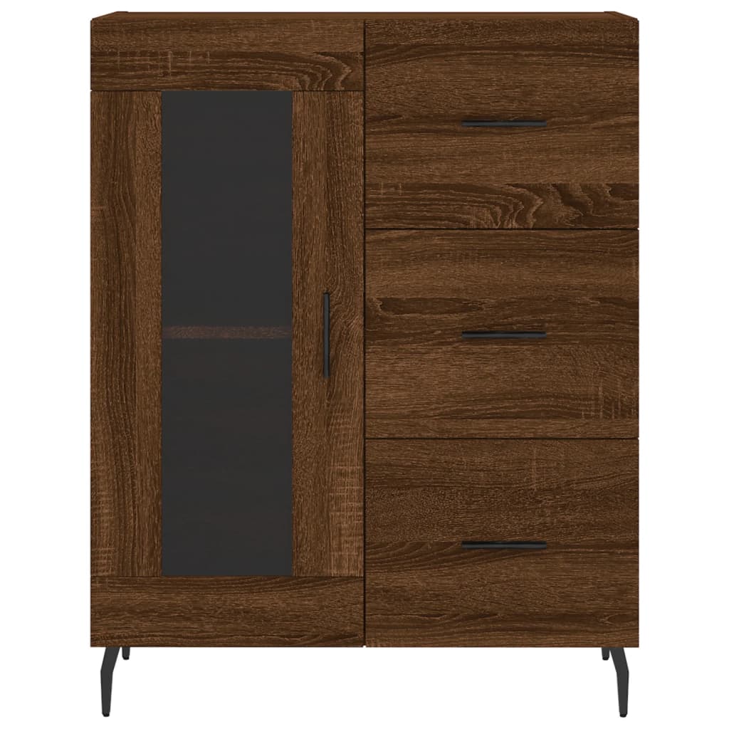 Highboard Braun Eichen-Optik 69,5X34X180 Cm Holzwerkstoff