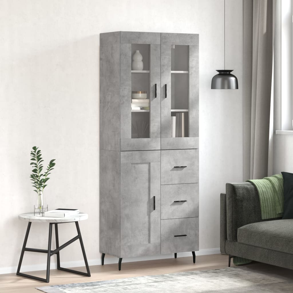 Highboard Braun Eichen-Optik 69,5X34X180 Cm Holzwerkstoff