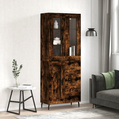 Highboard Braun Eichen-Optik 69,5X34X180 Cm Holzwerkstoff