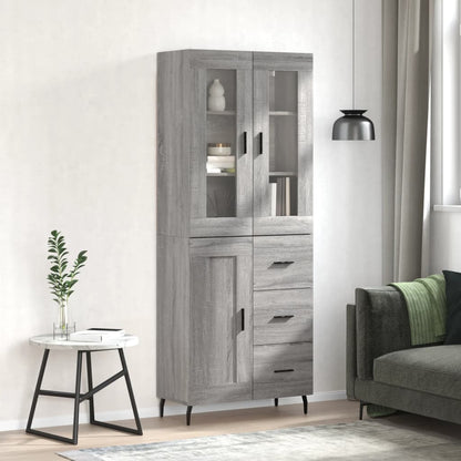Highboard Braun Eichen-Optik 69,5X34X180 Cm Holzwerkstoff
