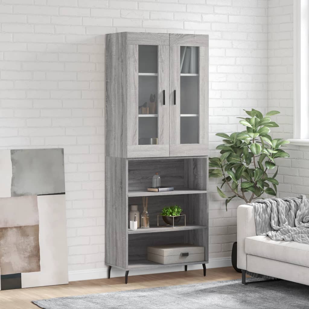 Highboard Braun Eichen-Optik 69,5X34X180 Cm Holzwerkstoff