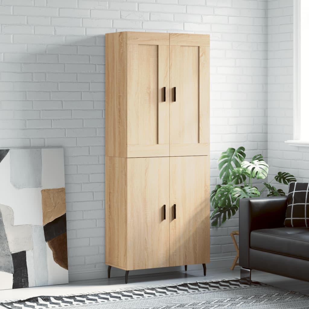 Highboard Braun Eichen-Optik 69,5X34X180 Cm Holzwerkstoff