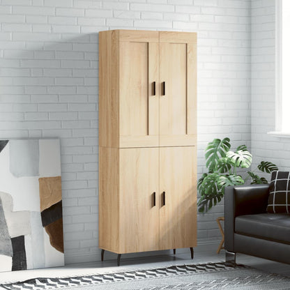 Highboard Braun Eichen-Optik 69,5X34X180 Cm Holzwerkstoff