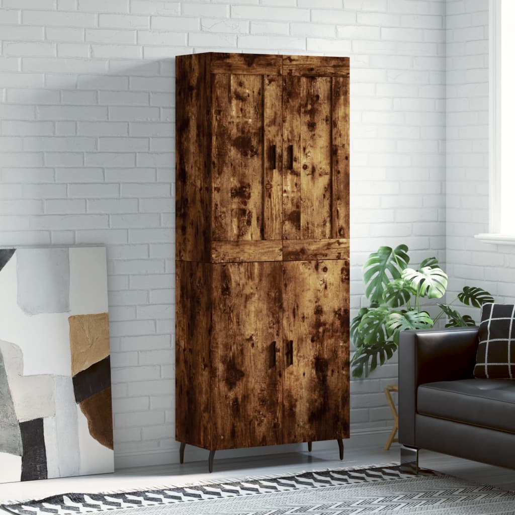 Highboard Braun Eichen-Optik 69,5X34X180 Cm Holzwerkstoff