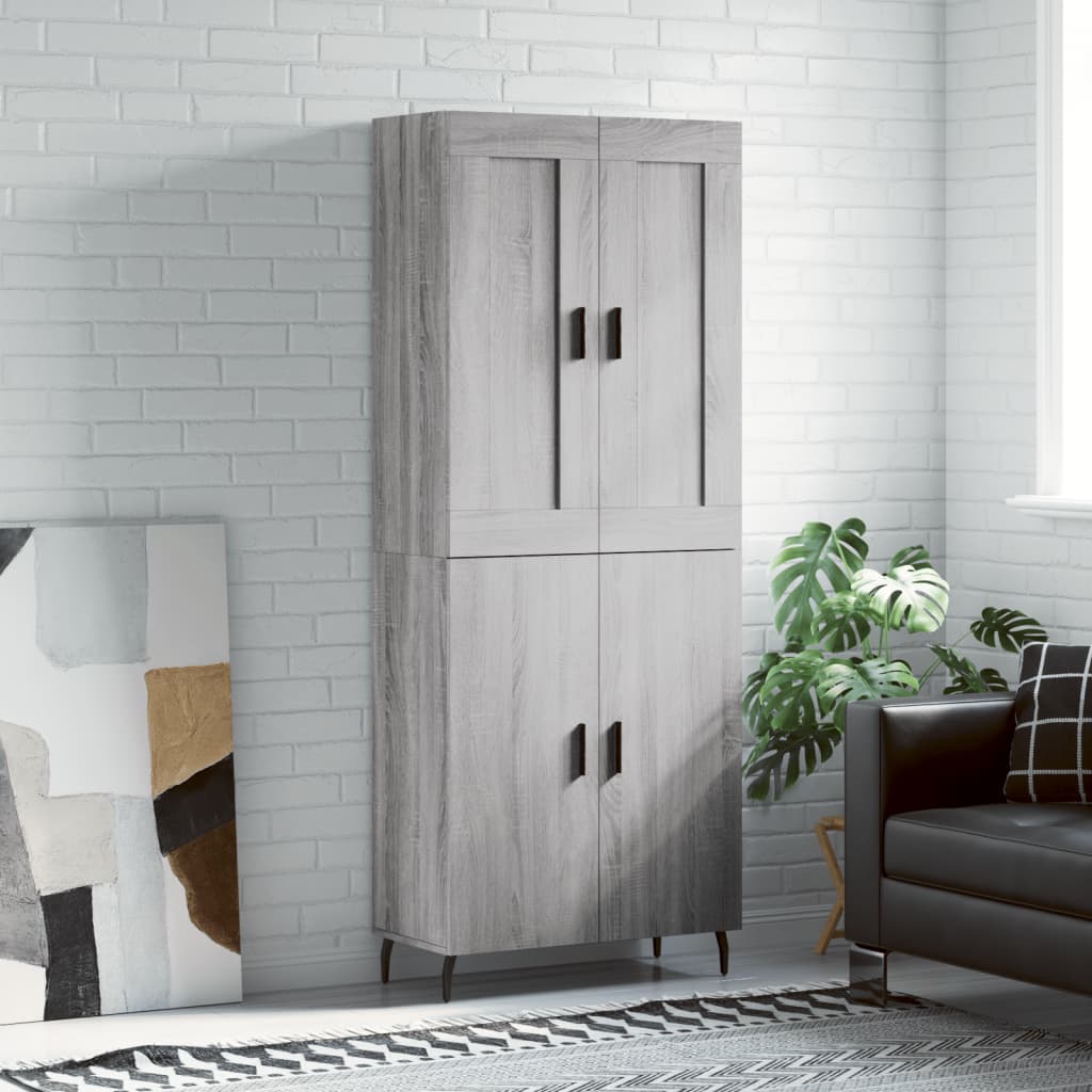 Highboard Braun Eichen-Optik 69,5X34X180 Cm Holzwerkstoff