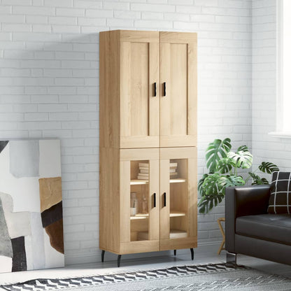Highboard Braun Eichen-Optik 69,5X34X180 Cm Holzwerkstoff