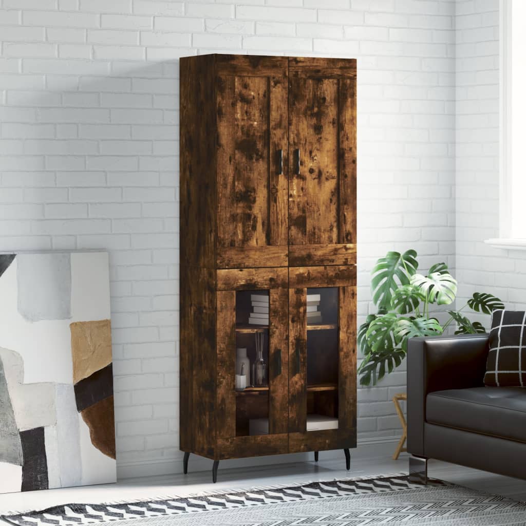 Highboard Braun Eichen-Optik 69,5X34X180 Cm Holzwerkstoff