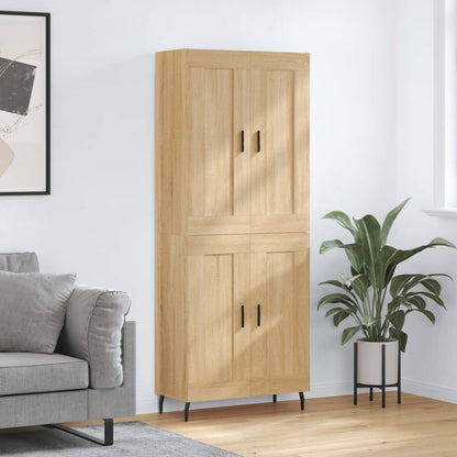Highboard Braun Eichen-Optik 69,5X34X180 Cm Holzwerkstoff