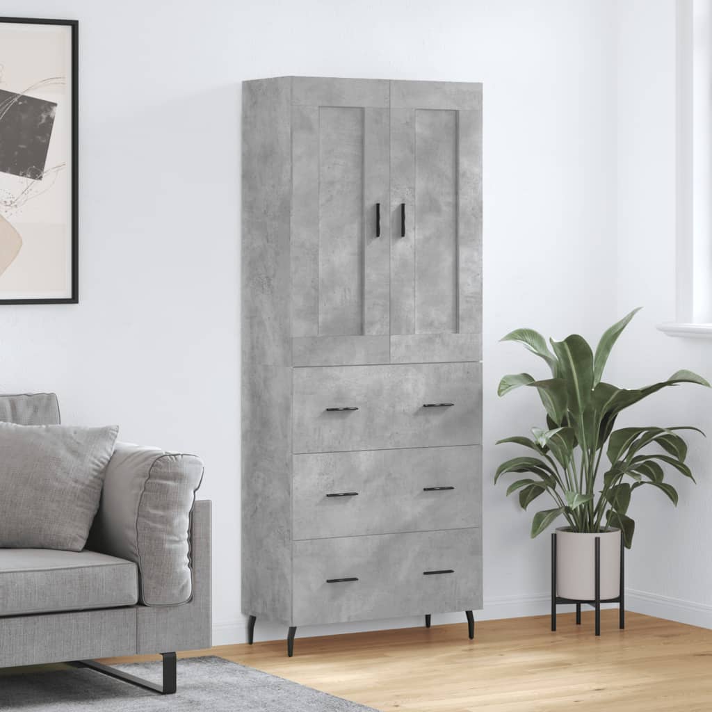 Highboard Braun Eichen-Optik 69,5X34X180 Cm Holzwerkstoff