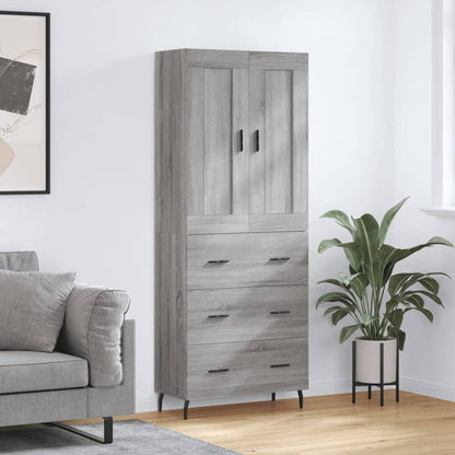 Highboard Braun Eichen-Optik 69,5X34X180 Cm Holzwerkstoff