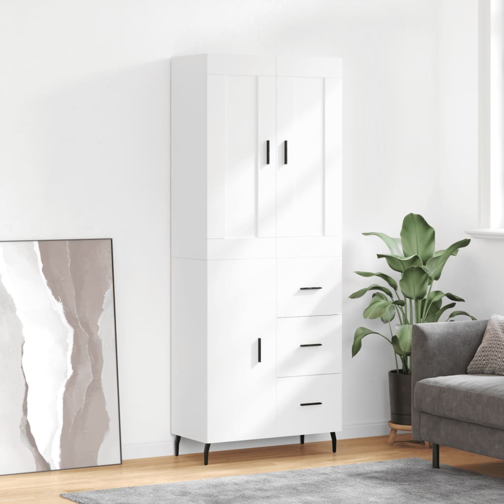 Highboard Braun Eichen-Optik 69,5X34X180 Cm Holzwerkstoff
