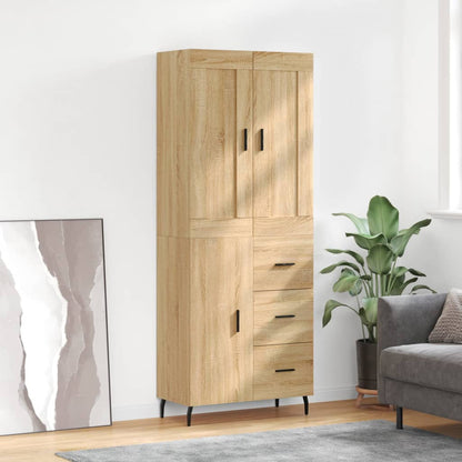 Highboard Braun Eichen-Optik 69,5X34X180 Cm Holzwerkstoff