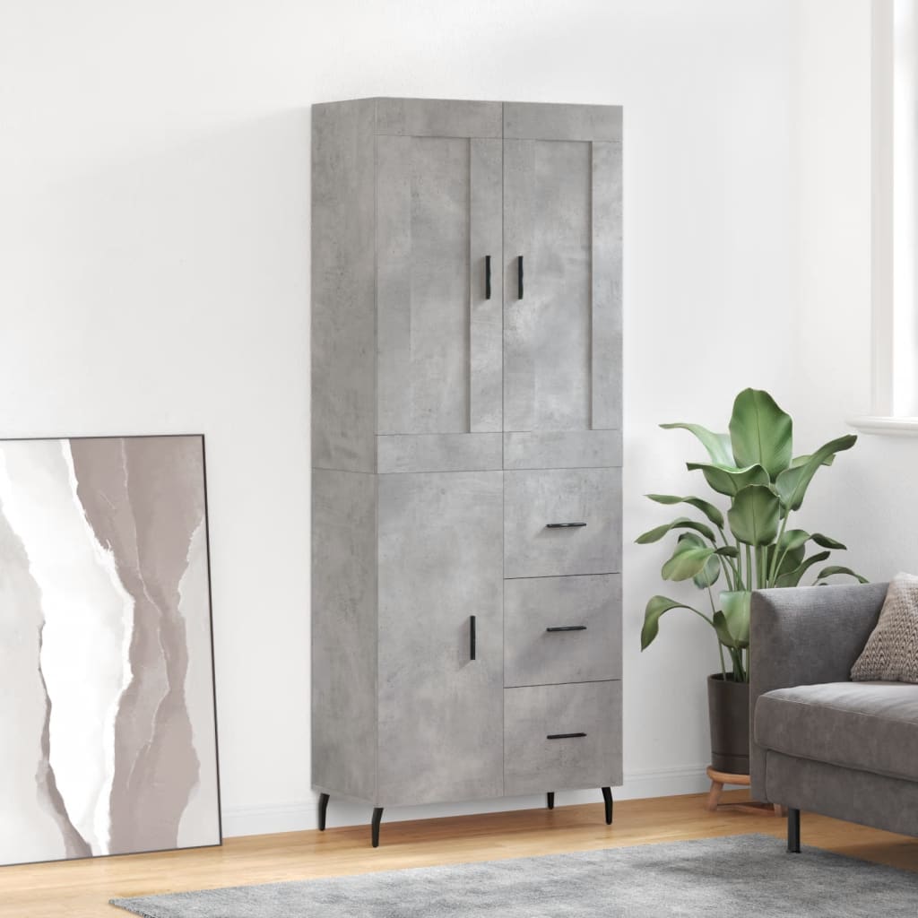 Highboard Braun Eichen-Optik 69,5X34X180 Cm Holzwerkstoff