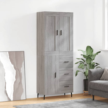 Highboard Braun Eichen-Optik 69,5X34X180 Cm Holzwerkstoff