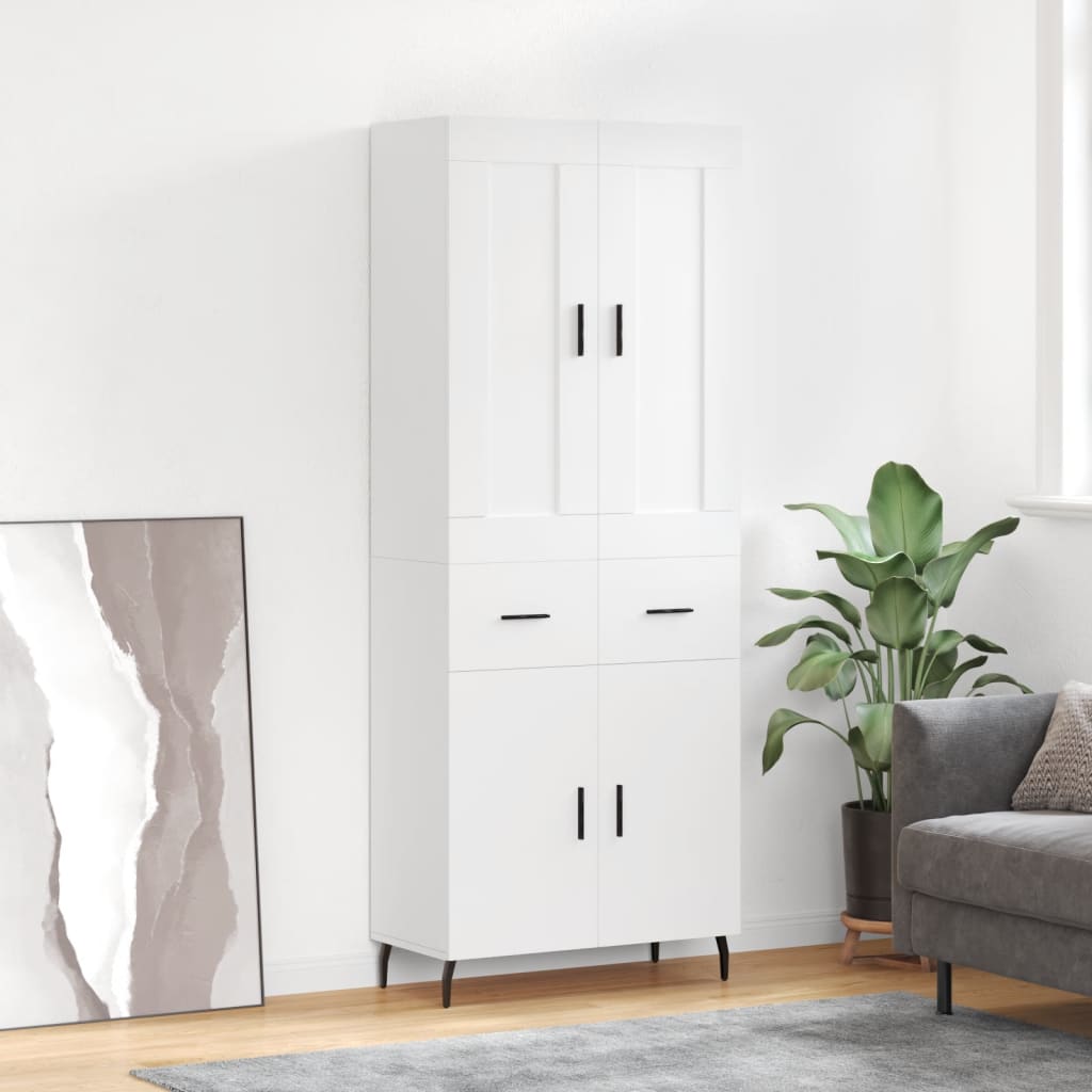 Highboard Braun Eichen-Optik 69,5X34X180 Cm Holzwerkstoff