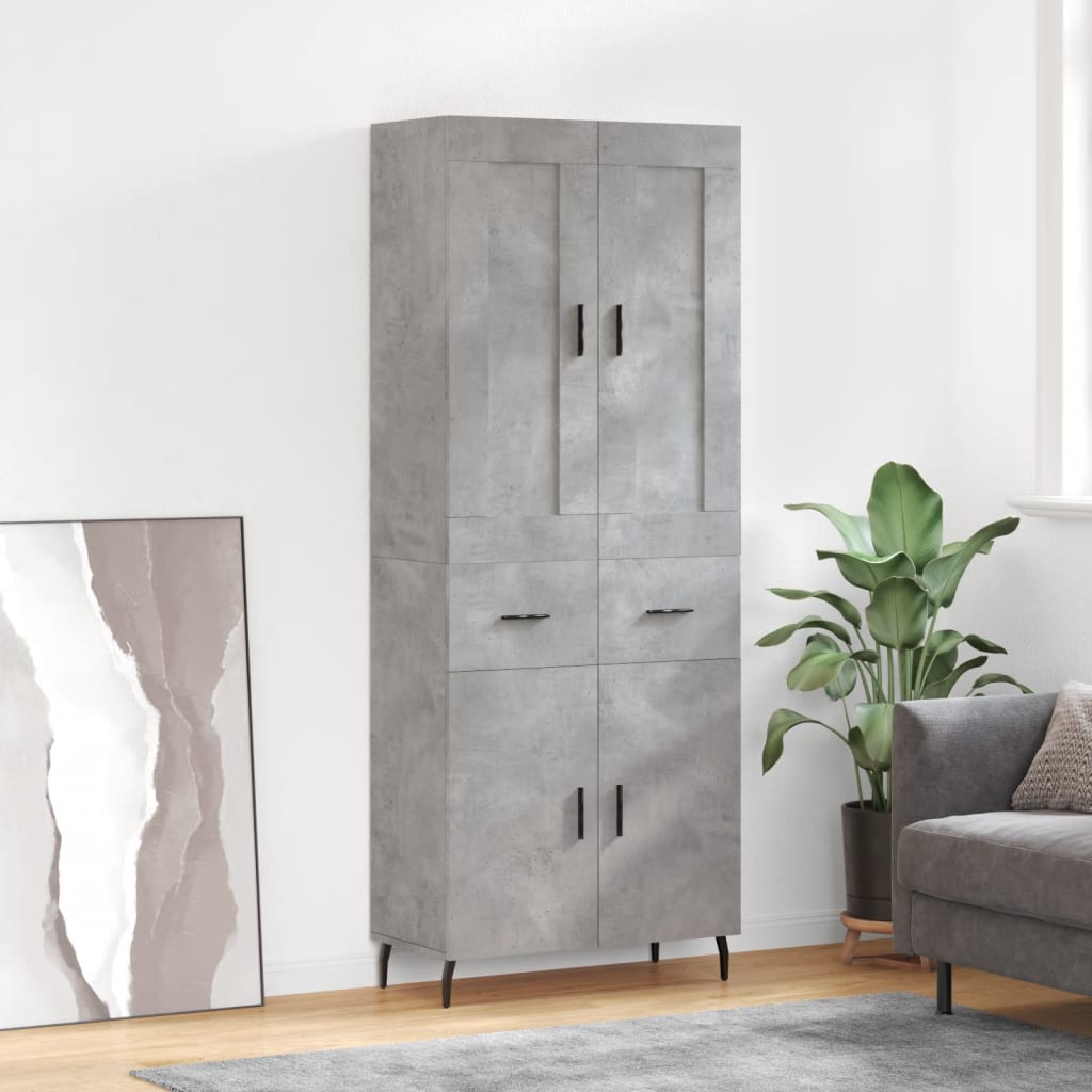 Highboard Braun Eichen-Optik 69,5X34X180 Cm Holzwerkstoff