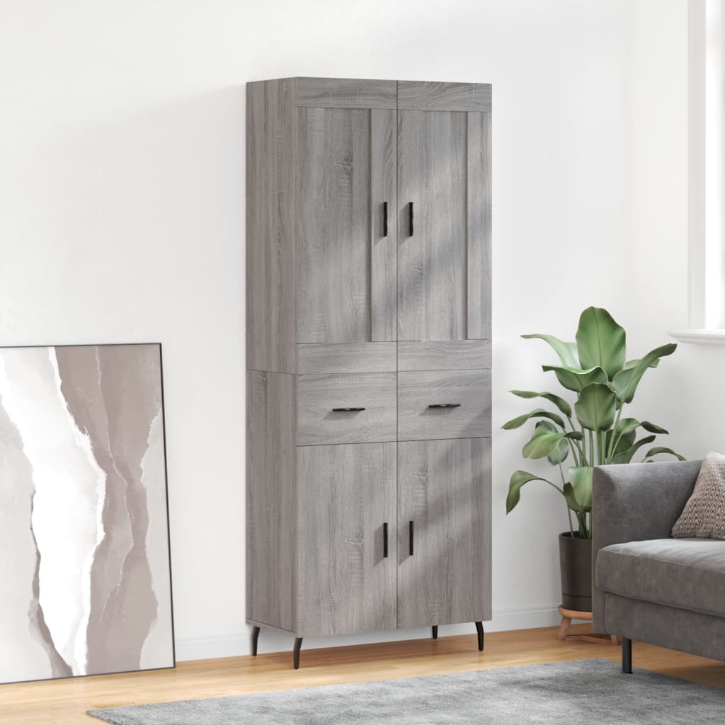 Highboard Braun Eichen-Optik 69,5X34X180 Cm Holzwerkstoff