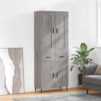 Highboard Braun Eichen-Optik 69,5X34X180 Cm Holzwerkstoff
