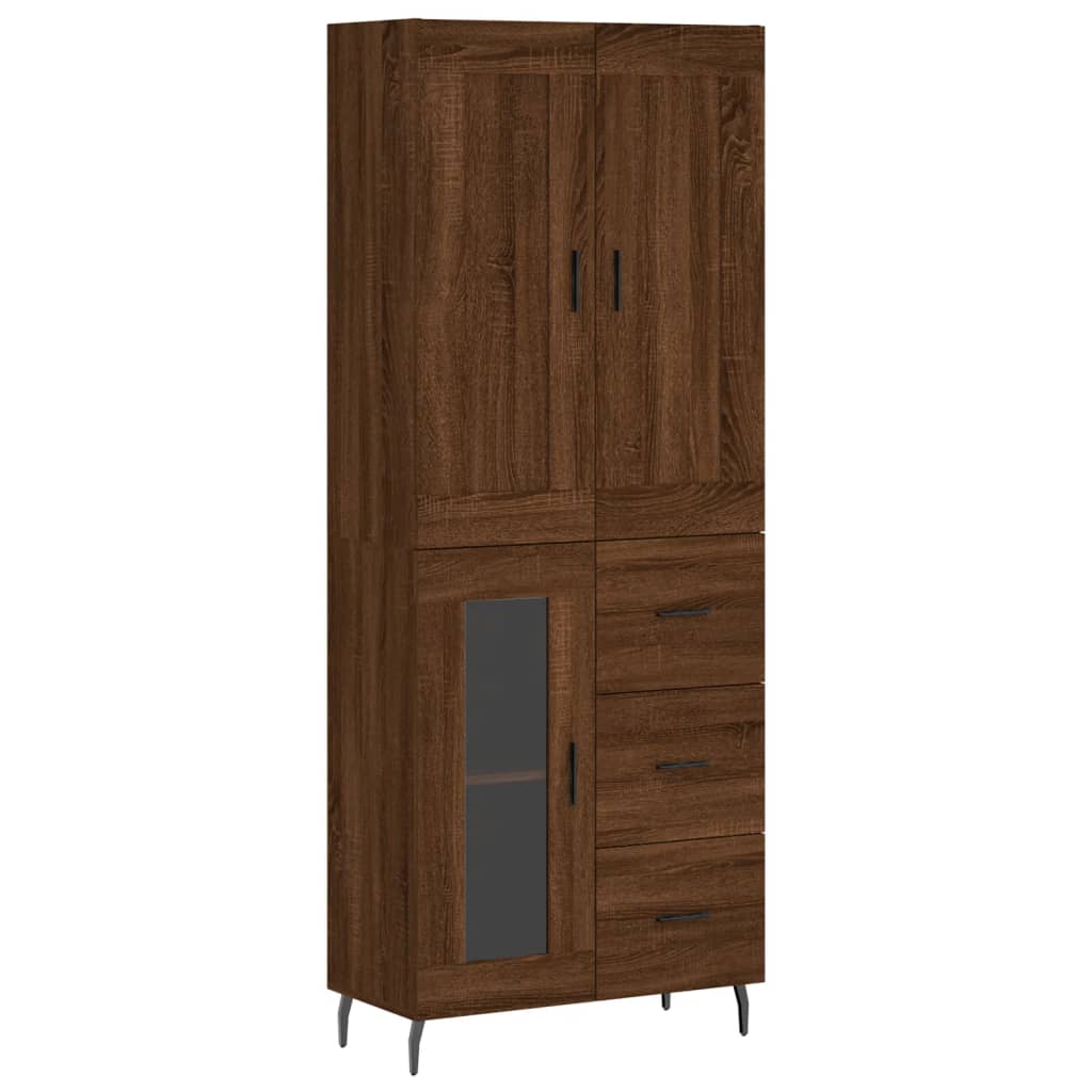 Highboard Braun Eichen-Optik 69,5X34X180 Cm Holzwerkstoff