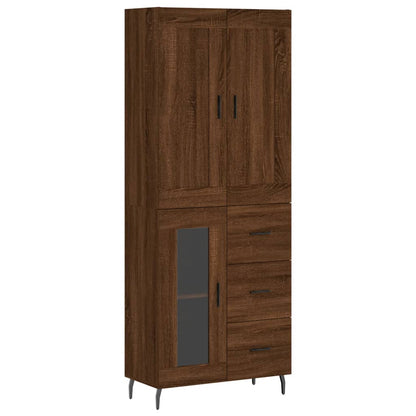 Highboard Braun Eichen-Optik 69,5X34X180 Cm Holzwerkstoff