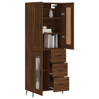 Highboard Braun Eichen-Optik 69,5X34X180 Cm Holzwerkstoff