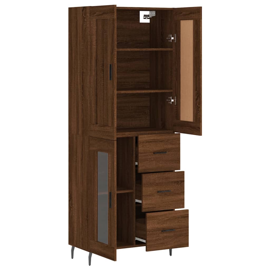 Highboard Braun Eichen-Optik 69,5X34X180 Cm Holzwerkstoff