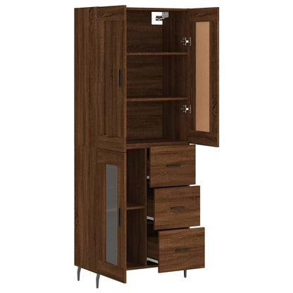 Highboard Braun Eichen-Optik 69,5X34X180 Cm Holzwerkstoff