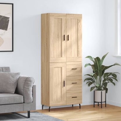 Highboard Braun Eichen-Optik 69,5X34X180 Cm Holzwerkstoff