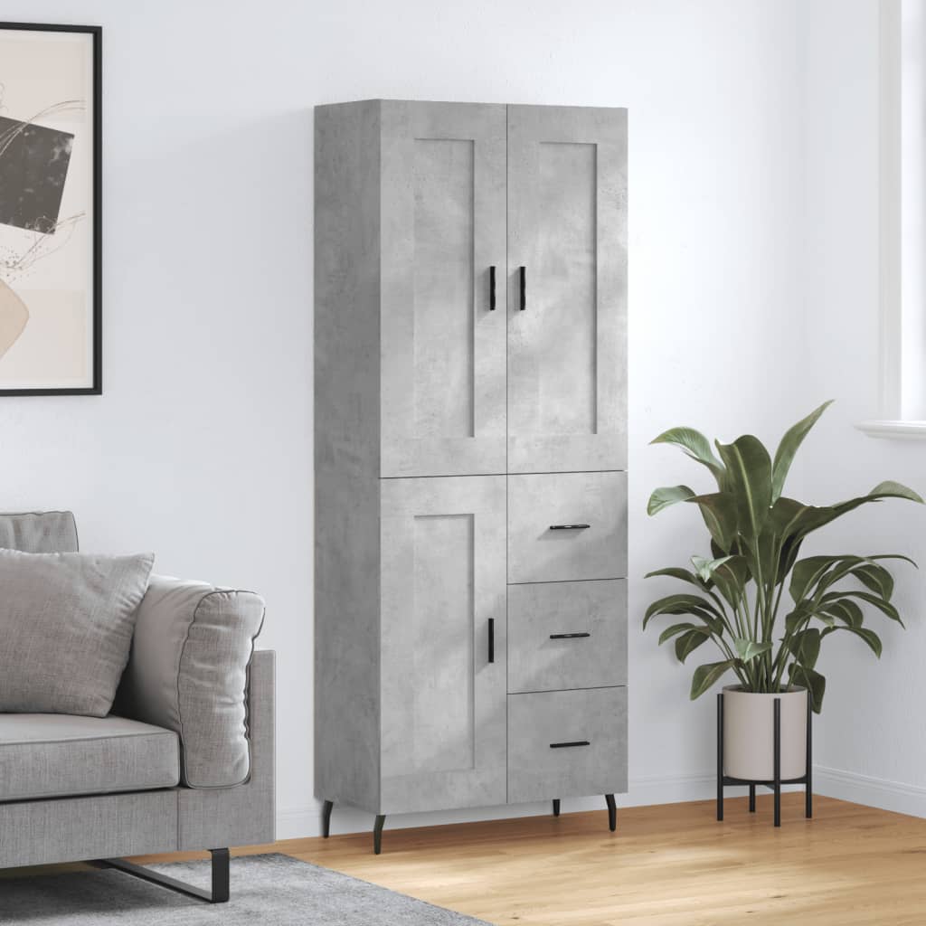 Highboard Braun Eichen-Optik 69,5X34X180 Cm Holzwerkstoff