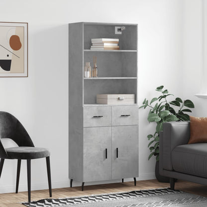 Highboard Braun Eichen-Optik 69,5X34X180 Cm Holzwerkstoff