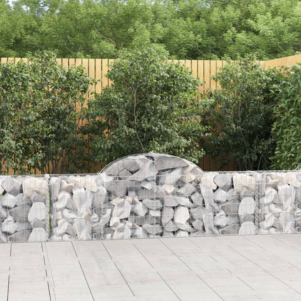Gabionen Mit Hochbogen 25Stk. 200X50X200/220Cm Verzinktes Eisen