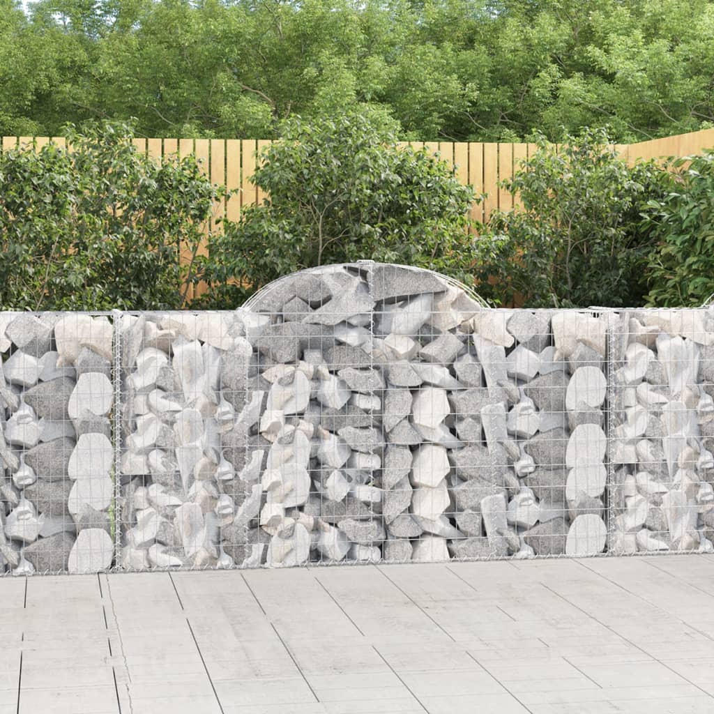 Gabionen Mit Hochbogen 25Stk. 200X50X200/220Cm Verzinktes Eisen