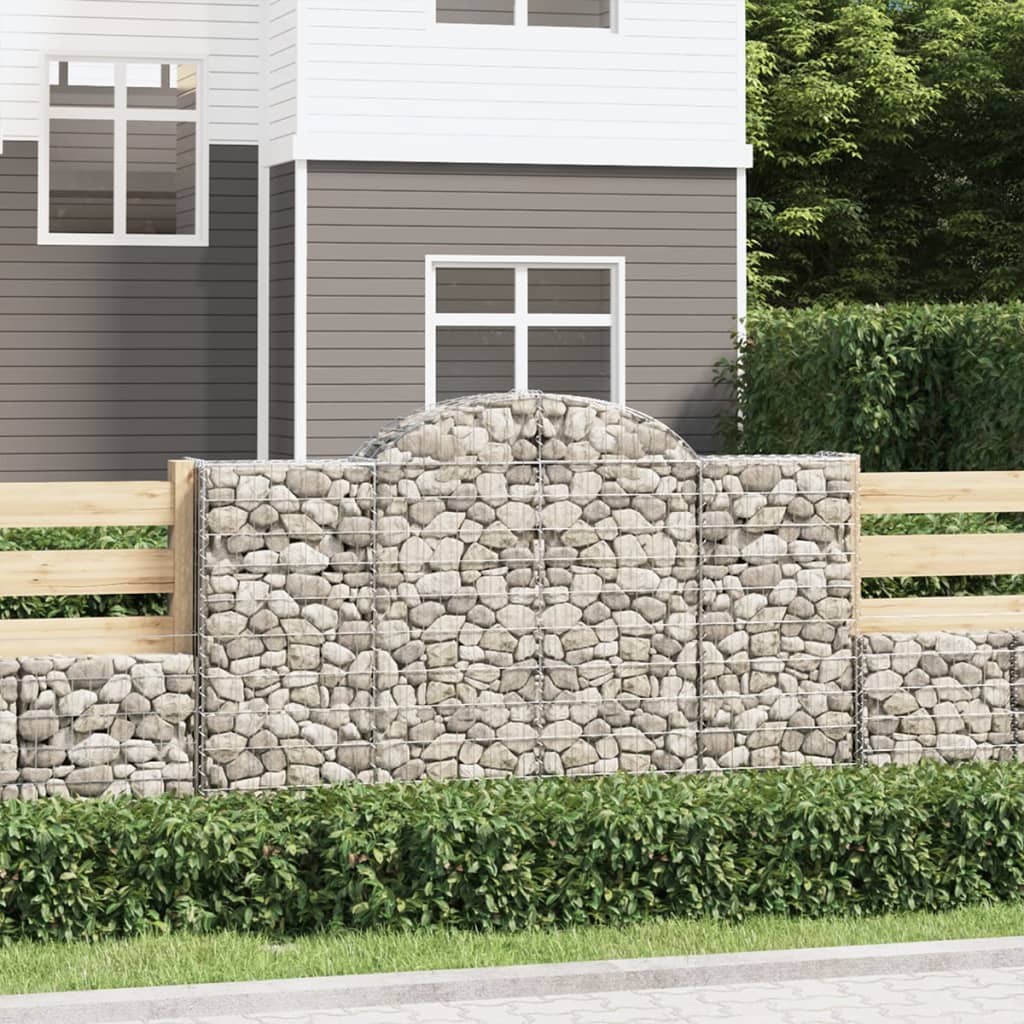 Gabionen Mit Hochbogen 25Stk. 200X50X200/220Cm Verzinktes Eisen
