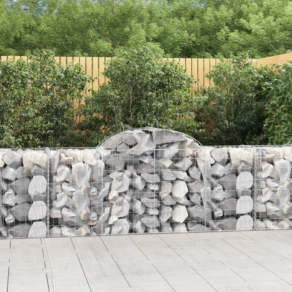 Gabionen Mit Hochbogen 25Stk. 200X50X200/220Cm Verzinktes Eisen