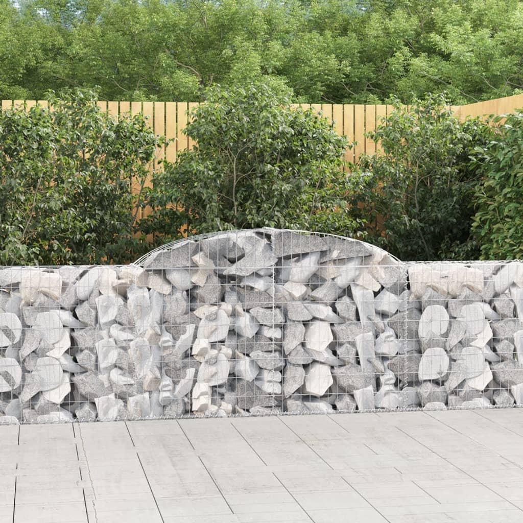 Gabionen Mit Hochbogen 25Stk. 200X50X200/220Cm Verzinktes Eisen