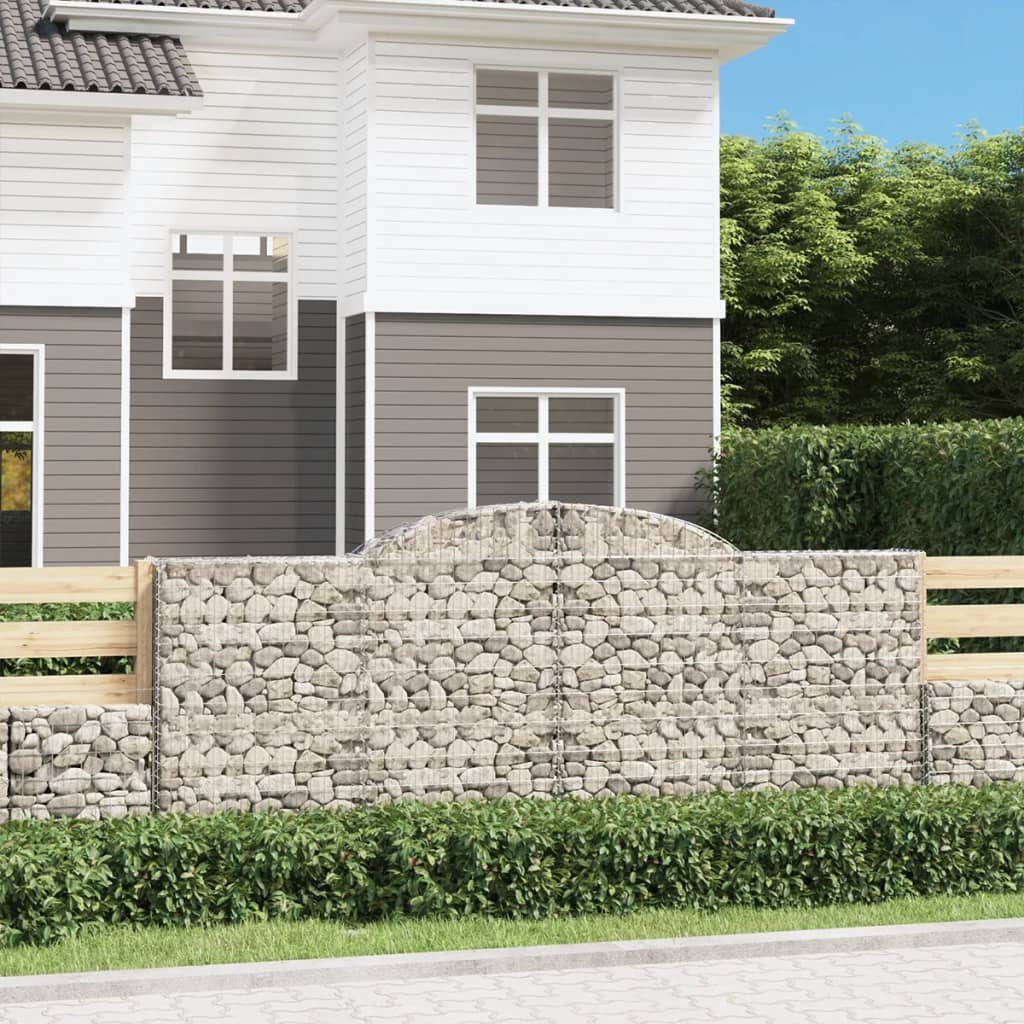 Gabionen Mit Hochbogen 25Stk. 200X50X200/220Cm Verzinktes Eisen