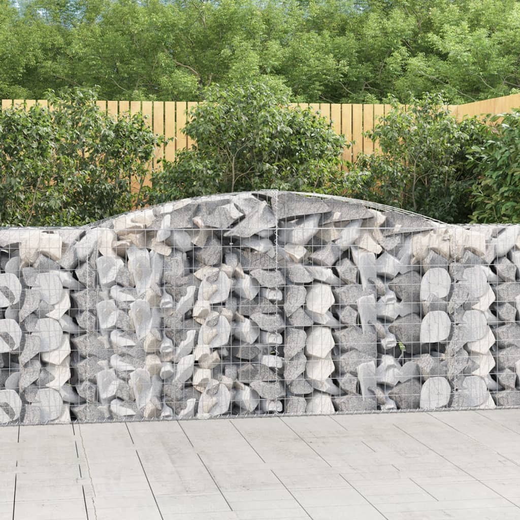 Gabionen Mit Hochbogen 25Stk. 200X50X200/220Cm Verzinktes Eisen