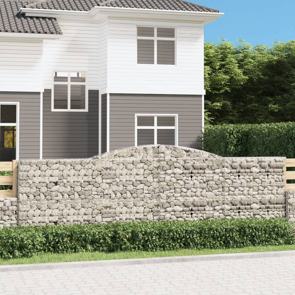 Gabionen Mit Hochbogen 25Stk. 200X50X200/220Cm Verzinktes Eisen
