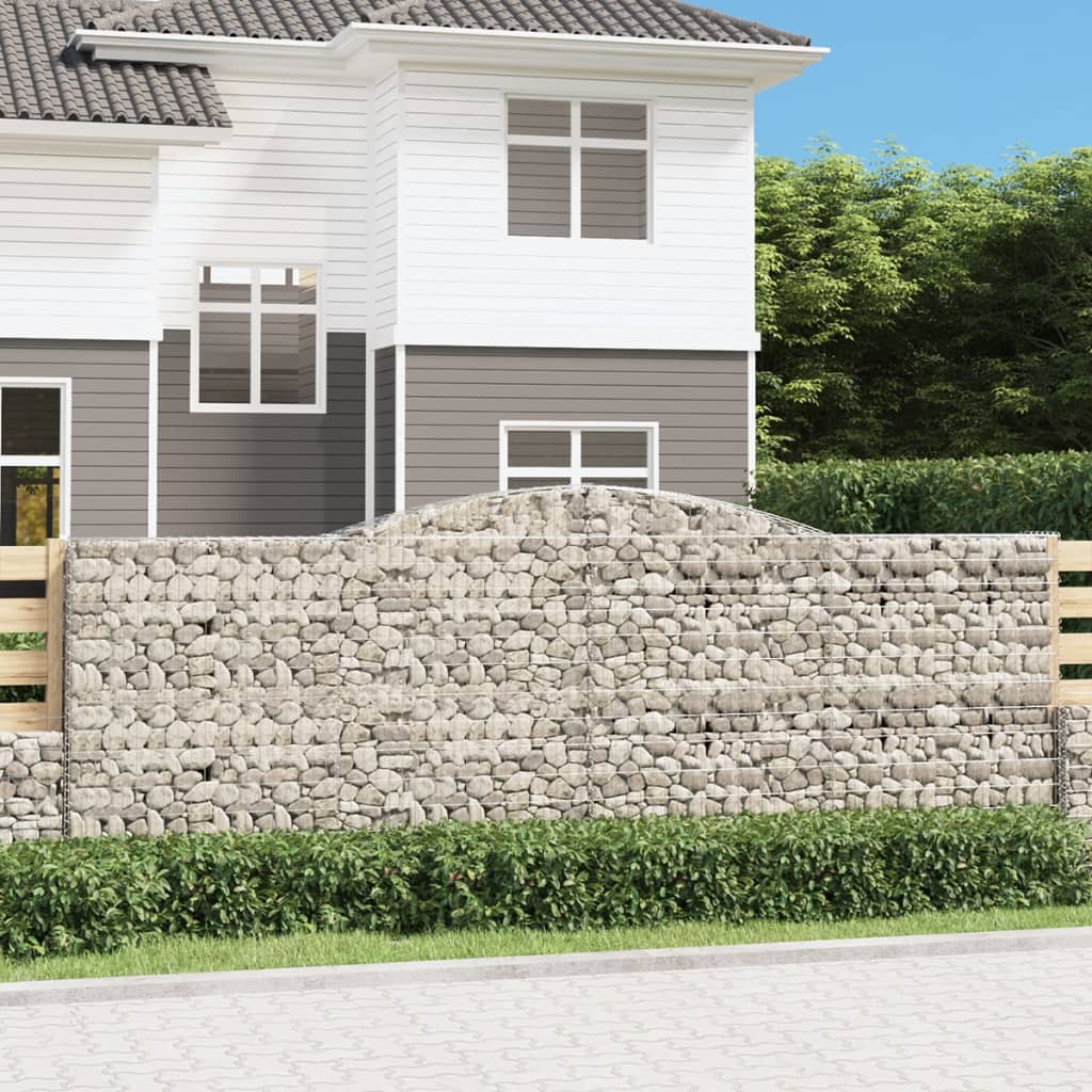 Gabionen Mit Hochbogen 25Stk. 200X50X200/220Cm Verzinktes Eisen