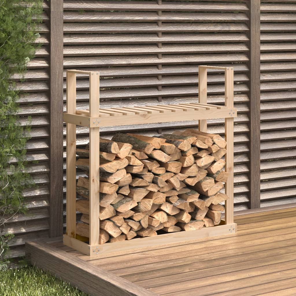 Kaminholzregal Schwarz 110X35X108,5 Cm Massivholz Kiefer