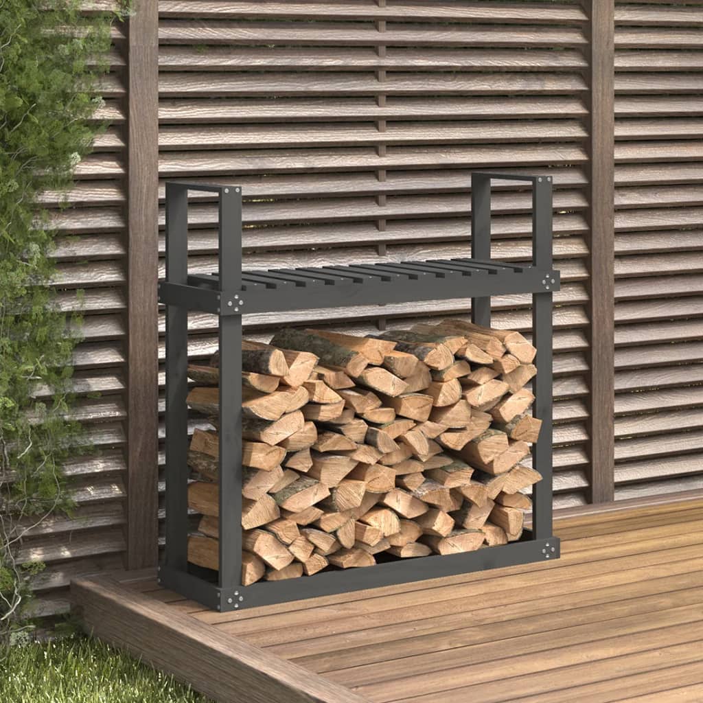 Kaminholzregal Schwarz 110X35X108,5 Cm Massivholz Kiefer