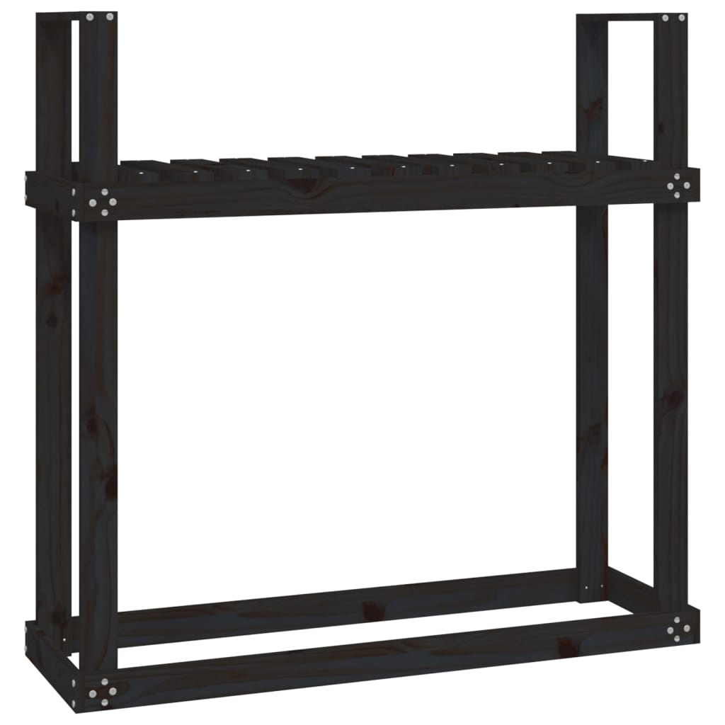 Kaminholzregal Schwarz 110X35X108,5 Cm Massivholz Kiefer