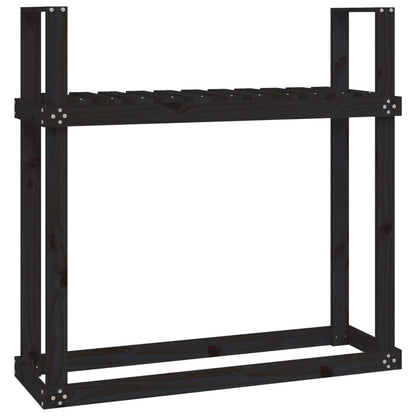 Kaminholzregal Schwarz 110X35X108,5 Cm Massivholz Kiefer