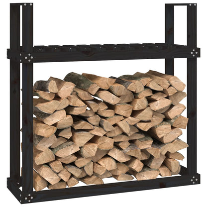 Kaminholzregal Schwarz 110X35X108,5 Cm Massivholz Kiefer