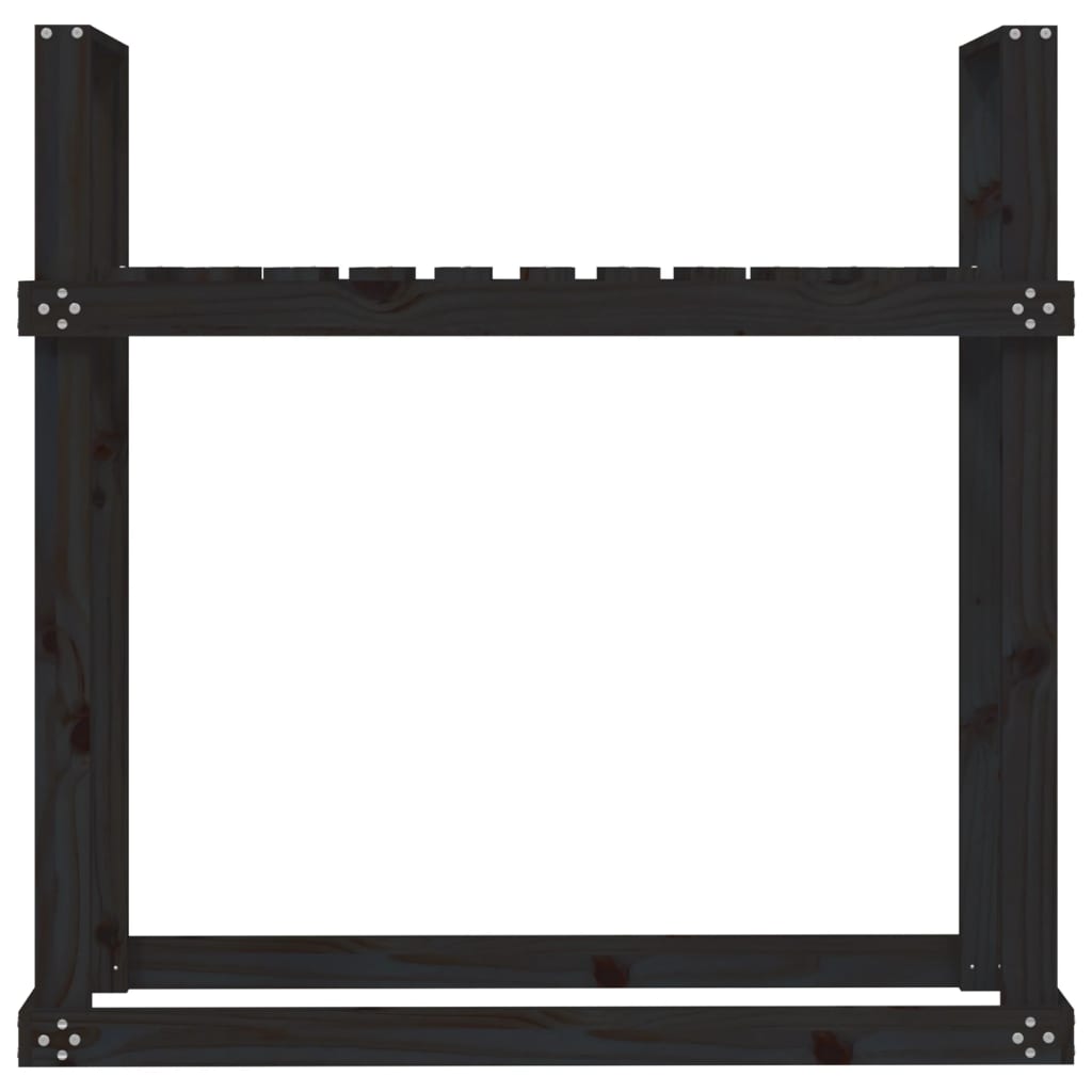 Kaminholzregal Schwarz 110X35X108,5 Cm Massivholz Kiefer
